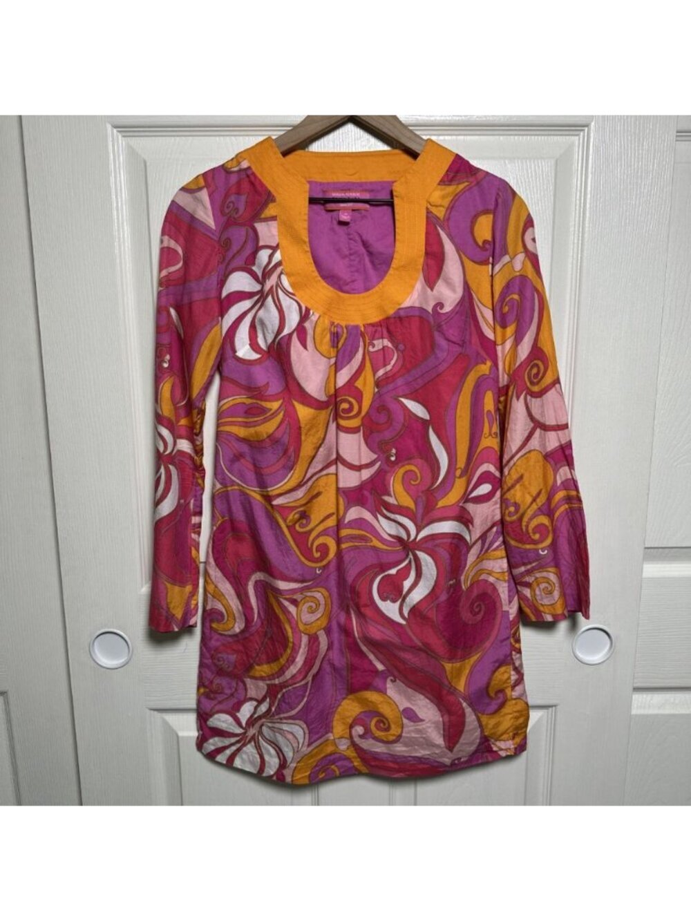 Banana Republic Trina Turk Purple Mod 60's Dress Size 0 Cotton Silk XSmall Lined
